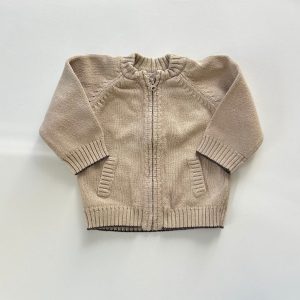 Gilet beige pour bébé avec fermeture zippée, poches et bords-côtes – Kitchoun 12 mois, d'occasion