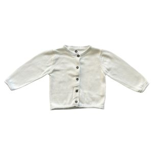 Gilet bébé blanc à manches longues, fermeture par boutons foncés – Grain de Blé 6 mois, d'occasion