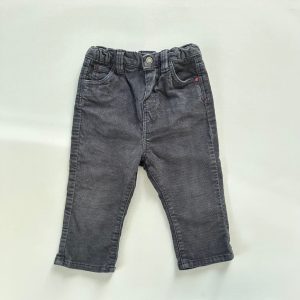 Pantalon bébé en velours côtelé gris foncé, coupe droite avec poches avant et arrière – Obaïbi 12 mois, d'occasion