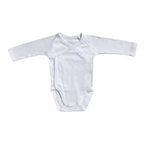 Body bébé blanc à manches longues, ouverture croisée sur le devant avec pressions, Tex 1 mois, d'occasion
