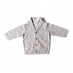 Gilet bébé gris à col châle et boutons, marque Orchestra, taille 3 mois, d'occasion