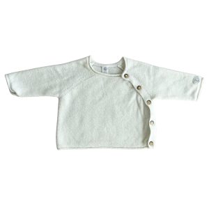 Gilet bébé Petit Bateau blanc à boutons sur le côté, taille 6 mois, d'occasion