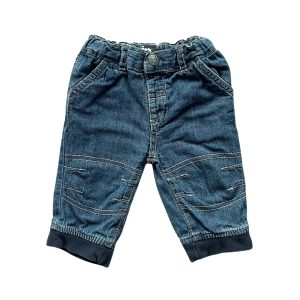 Pantalon jean doublé pour bébé avec coutures décoratives et chevilles resserrées, d'occasion