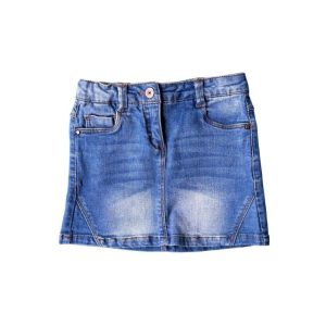 Jupe en jean bleu pour enfant, taille 4 ans, avec poches avant et effet délavé, marque Vertbaudet, d'occasion