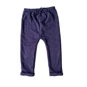 Pantalon jogging bleu marine Kiabi pour enfant, taille 36 mois, décoré de petits pois et doté d’une ceinture élastique avec petit nœud, d'occasion