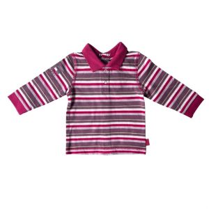 Polo à manches longues pour bébé, rayé bordeaux, rose et blanc, col rouge, Orchestra, taille 6 mois, d'occasion