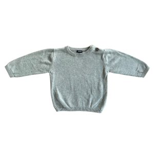 Pull bébé Kiabi gris à manches longues, avec bouton à l’épaule, taille 9 mois, d'occasion