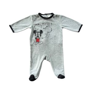 Pyjama bébé Disney en velours gris avec motif Mickey Mouse, taille 6 mois, d'occasion