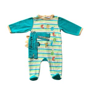 Pyjama bébé Pommette en velours multicolore avec motif crocodile, taille 6 mois, d'occasion
