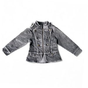 Veste officier grise en velours pour enfant, Lili Gaufrette, avec boutons décoratifs et fermeture zippée – taille 4 ans, d'occasion