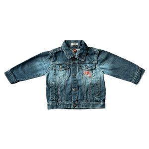 Veste en jean bébé Orchestra, manches longues, coloris bleu denim, avec col chemise et poches avant, taille 12 mois, d'occasion