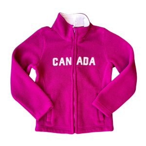 Veste polaire rose fuchsia pour enfant, inscription CANADA, fermeture zippée et poches – GGS 4 ans, d'occasion