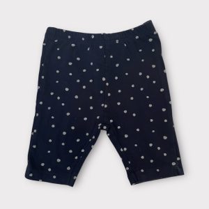 Short legging court bébé bleu marine à pois blancs avec taille élastique. Seconde main.