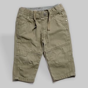 Pantalon bébé garçon kaki avec poches et taille ajustable, style cargo. 3/6 mois