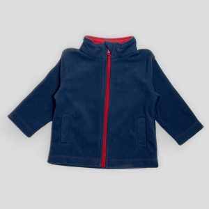 Sweat bébé garçon polaire bleu avec col montant, fermeture éclair et poches. Mots d'enfants, 6 mois, d'occasion