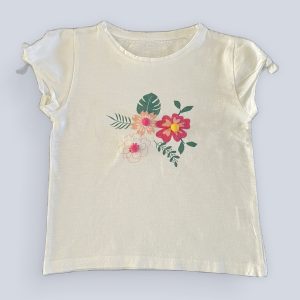 T-shirt fille blanc avec imprimé fleurs colorées. Kids, 4 ans d'occasion