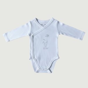 Body bébé blanc à manches longues avec ouverture croisée, motif lapin et boutons-pression. Tex, 1 mois d'occasion