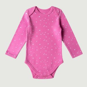 Body bébé rose à manches longues avec motifs délicats et boutons-pression à l’entrejambe. C&A, 24 mois d'occasion