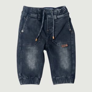 Jean bébé sombre gris/noir Souris Mini avec taille élastique, cordon de serrage et finitions effet délavé, 6/9 mois, d'occasion