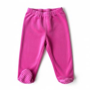 Pantalon bébé rose en polaire avec taille élastiquée, bas des jambes doublés antidérapants, marque Absorba, taille 81 cm, d'occasion