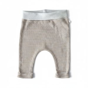 Pantalon rayé blanc et marron, taille confortable et coupe souple, marque Obaïbi, 3 mois, d'occasion