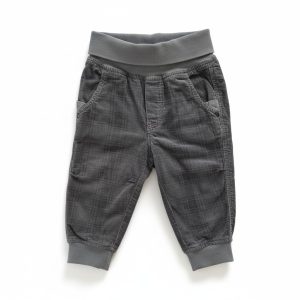 Pantalon en velours gris rayé, taille confortable et bas resserrés, marque H&M, 6/9 mois, d'occasion