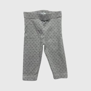 Legging bébé gris à petits pois violets avec taille élastiquée. Obaïbi, 12 mois d'occasion