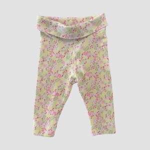 Legging bébé à imprimé fleuri jaune, vert et rose avec taille confortable. H&M, 3 mois, d'occasion.