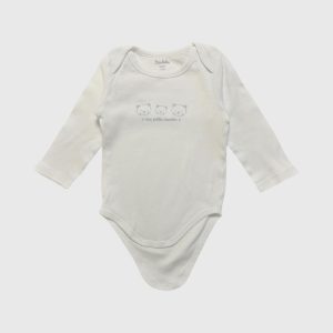 Body bébé blanc à manches longues avec sérigraphie ma petite famille bleu ciel. Kimbaloo, 9 mois d'occasion