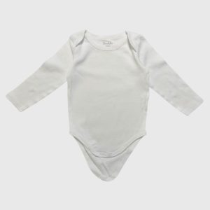 Body bébé blanc Kimbaloo, 9 mois, à manches longues, en coton, avec encolure américaine et boutons-pression à l’entrejambe, d'occasion.