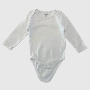 Body bébé blanc Kimbaloo à manches longues avec encolure américaine et fermeture pression. 6 mois, d'occasion