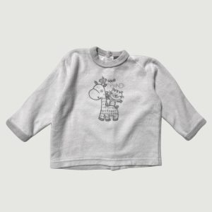 Sweat bébé blanc 12 mois Boîte à Malice en velours avec motif girafe et tigre manches longues, d'occasion