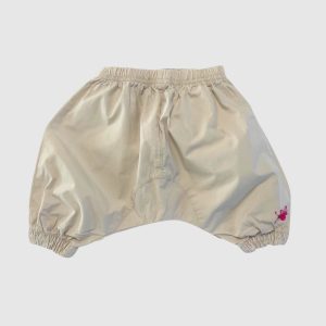 Pantalon bébé beige ORCHESTRA forme bouffante avec sérigraphie papillon fuchsia. 6 mois d'occasion
