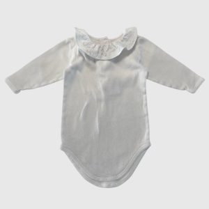 Body bébé blanc Bonpoint à manches longues avec col Claudine brodé et fermeture pression, 6 mois d'occasion