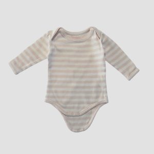Body blanc rayé rose pâle à manches longues, doux et confortable. Kimbaloo, 6 mois d'occasion