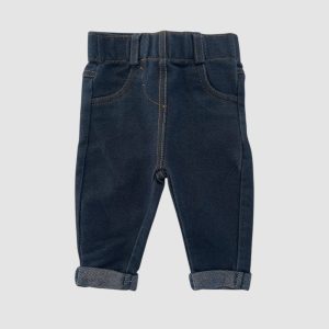 Pantalon bébé effet jean bleu avec poches et bas de jambes à revers. Kiabi, 3 mois d'occasion