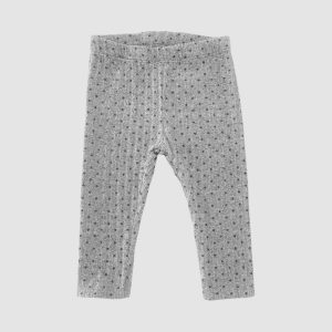 Legging bébé gris clair en maille avec petits pois foncés et taille confortable, 9 mois d'occasion