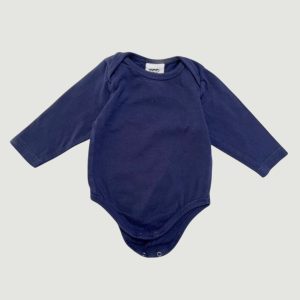 Body bébé Eco+ 3 mois bleu marine à manches longues, col rond et boutons-pression à l’entrejambe