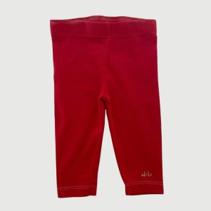 Legging bébé fille rouge à taille élastiquée avec broderie argentée discrète en bas de jambe. Orchestra, 6 mois d'occasion