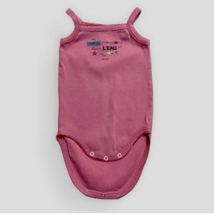Body débardeur rose avec inscription “petits poissons dans l’eau” et motifs poissons, boutons pression à l’entrejambe. Absorba, 6 mois, d'occasion