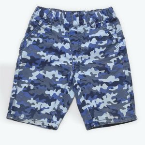 Bermuda bébé camouflage bleu, élastiqué à la taille. Seconde main.