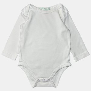 Body bébé blanc à manches longues avec col enveloppant et boutons-pression. Mes Petits Cailloux, 3 mois d'occasion.