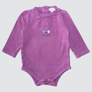 Body bébé prune manches longues avec petits motifs et boutons-pression. Obaibi, 3 mois d'occasion