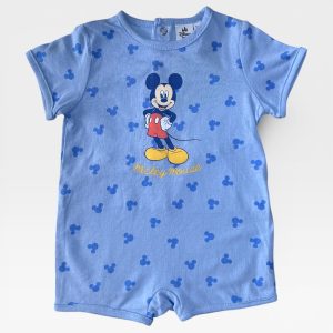 Combinaison bébé bleue Mickey Mouse Disney avec motifs tête de Mickey, 3 mois d'occasion.