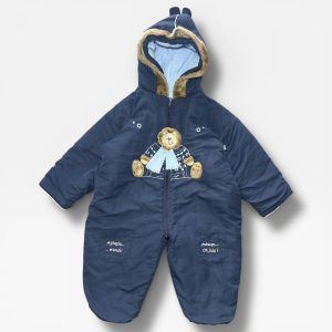 Combinaison pilote bébé bleu marine avec capuche, doublure polaire et motif ours, 23 mois d'occasion