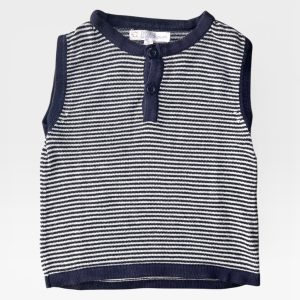 Débardeur bébé en maille rayée marine et blanc Kitchoun, 3 mois d'occasion
