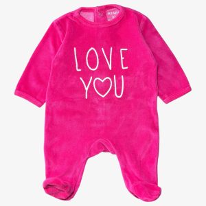 Dors-bien bébé fuchsia Love You en velours Kiabi, 1 mois d'occasion