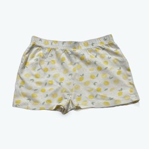 Short enfant en maille blanc avec des motifs citrons jaunes. Seconde main.