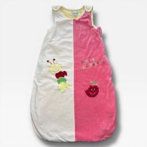 Gigoteuse bébé en velours rose et écru avec motif Cécile la chenille, 90cm d'occasion