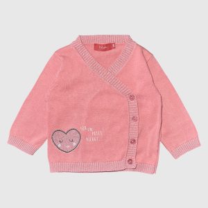 Gilet bébé rose cache-cœur avec liseré argenté et motif cœur Tissaia 3 mois, d'occasion
